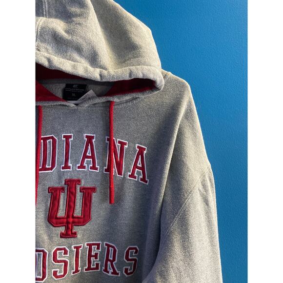 Colosseum IU INDIANA Hoosiers Drawstring Red Gray Pullover Hoodie Men's Size XL - Picture 3 of 3